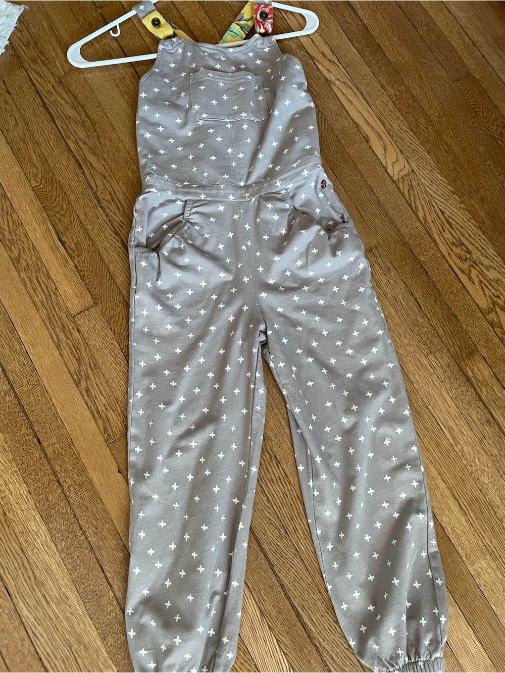 Matilda Jane 435 overalls Gray white cross Stars girls 8